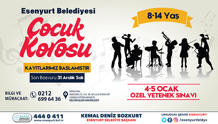 ESENYURT BELEDİYESİ ÇOCUK KOROSU KURULUYOR