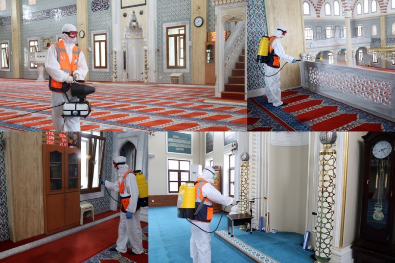 BÜYÜKÇEKMECE’DE YENİDEN İBADETE AÇILACAK CAMİLER DEZENFEKTE EDİLİYOR