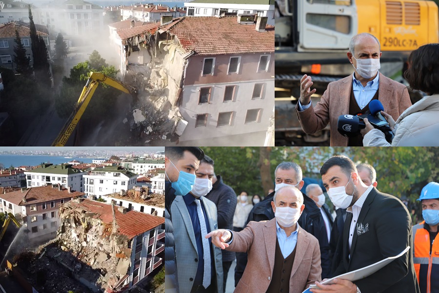 BÜYÜKÇEKMECE’DE DEPREM RİSKİ TAŞIYAN 13 HASARLI BİNA YIKILDI