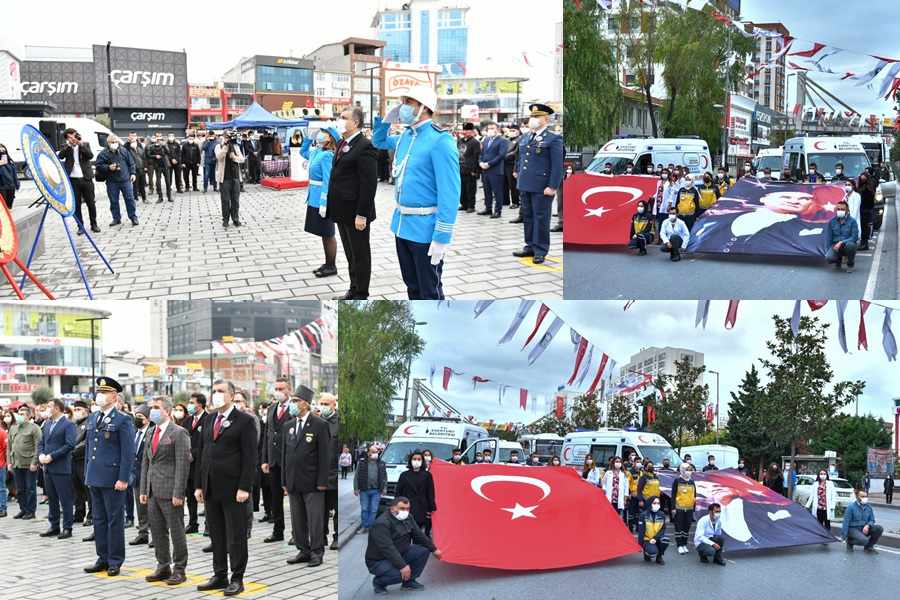 ESENYURT’TA SAAT 9’U 5 GEÇE HAYAT DURDU – PANDEMİYLE MÜCADELE EDEN SAĞLIK ÇALIŞANLARI ATA’SINI UNUTMADI