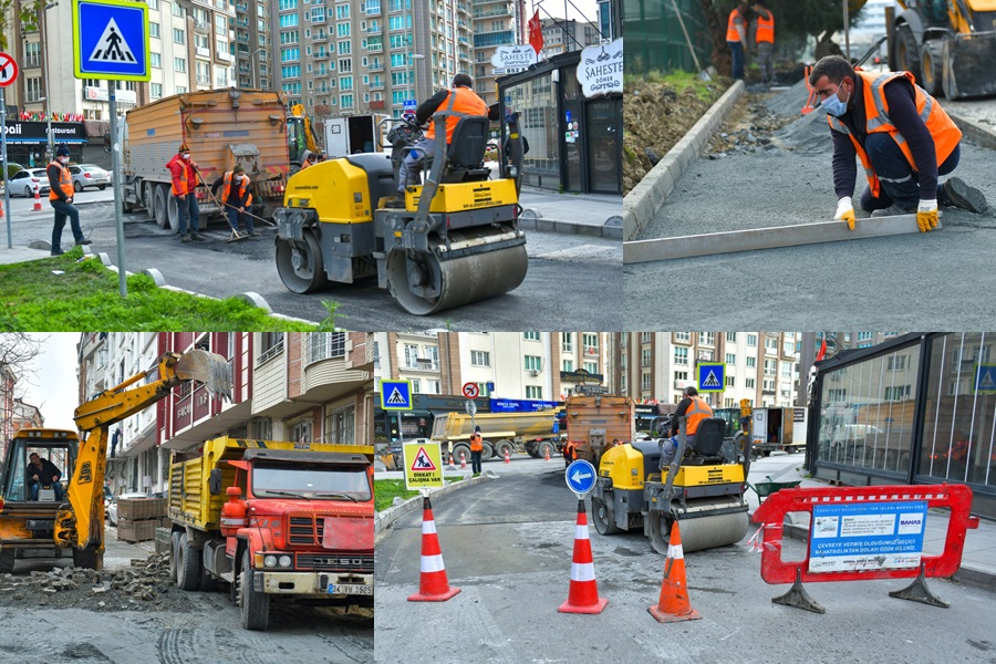 ESENYURT BELEDİYESİ BOZUK OLAN YOL VE KALDIRIMLARI YENİLEMEYE DEVAM EDİYOR