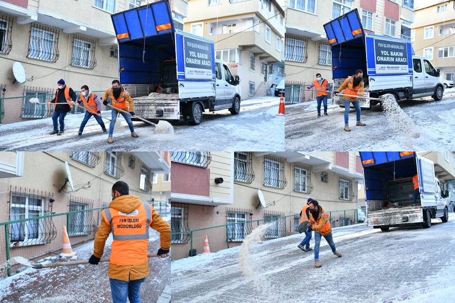 ESENYURT’TA BUZLANMAYA KARŞI ÇALIŞMALAR DEVAM EDİYOR