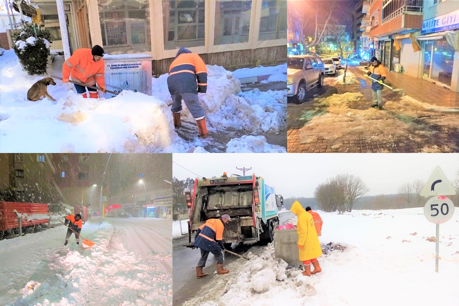 ÇATALCA’DA YOĞUN KAR TEMİZLİK EKİPLERİNİ DURDURAMADI