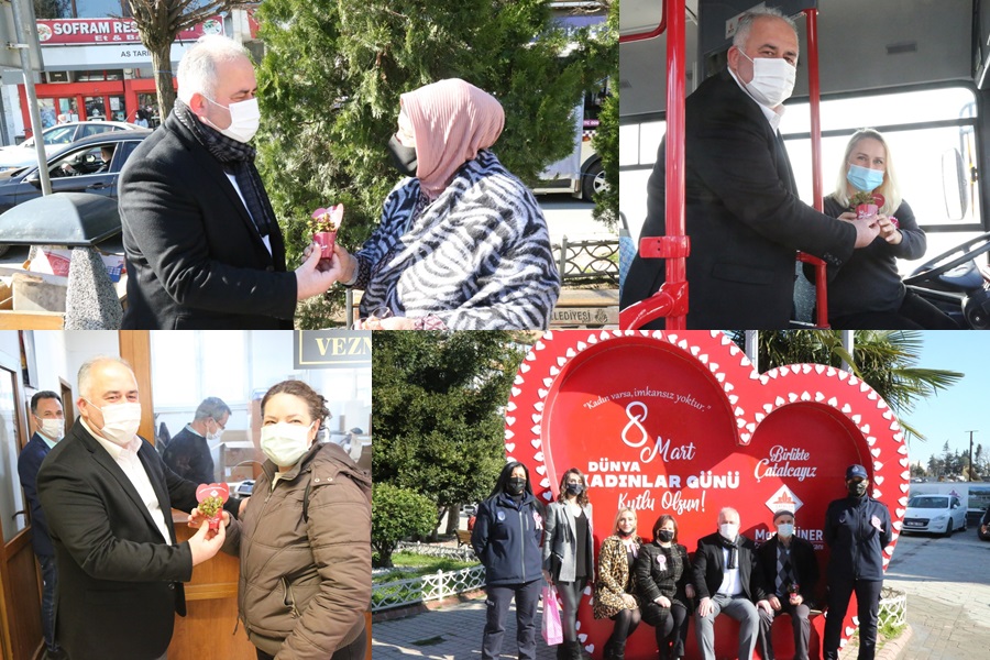 BAŞKAN MESUT ÜNER 8 MART KADINLAR GÜNÜNÜ ÇİÇEKLERLE KUTLADI