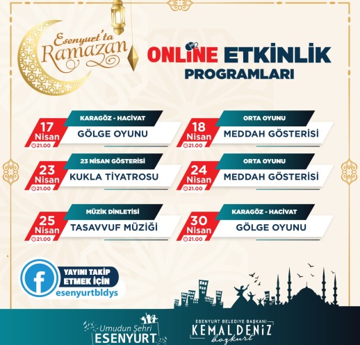 ESENYURT BELEDİYESİ’NDEN ONLİNE RAMAZAN ETKİNLİKLERİ