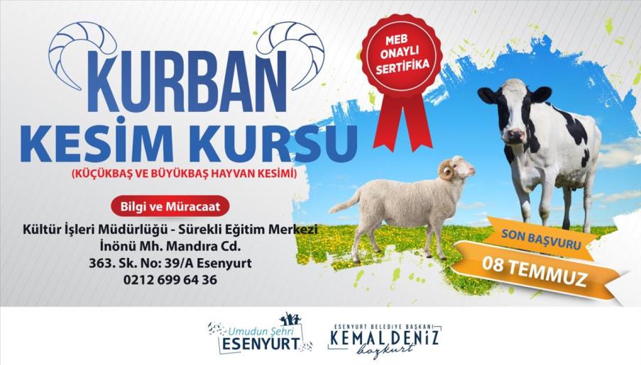 ESENYURT BELEDİYESİ’NDEN SERTİFİKALI KURBAN KESİM KURSU