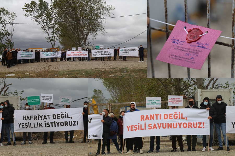 İÇME SUYU HAVZASINA KAÇAK YAPILMAK İSTENEN DEPO ÖNÜNDE PROTESTO EYLEMİ