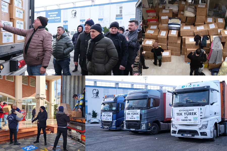 BÜYÜKÇEKMECE’DEN HATAY’A 7 TIR YARDIM MALZEMESİ GÖNDERİLDİ