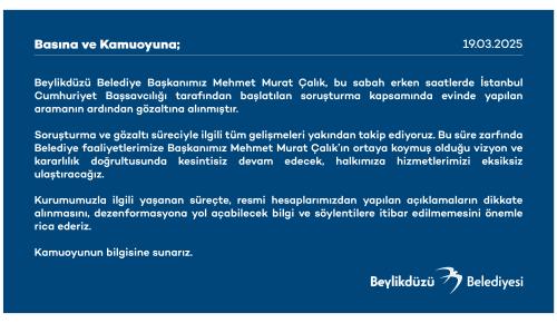 BEYLİKDÜZÜ BELEDİYESİ’NDEN BASIN AÇIKLAMASI