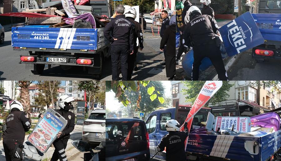 BÜYÜKÇEKMECE’DE KENT ESTETİĞİNİ BOZAN REKLAM VE DUBALAR KALDIRILDI
