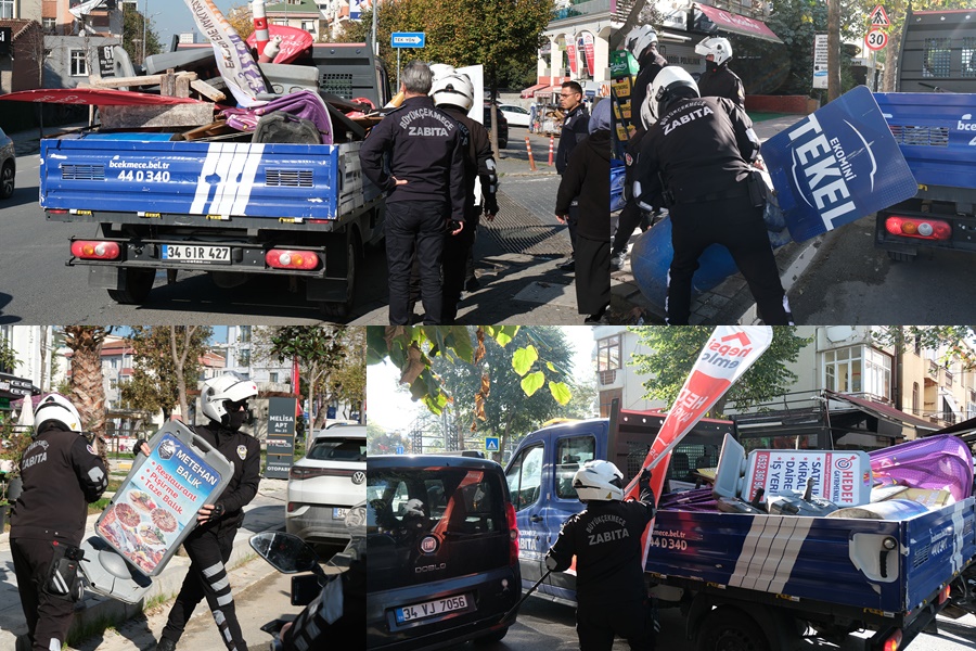 BÜYÜKÇEKMECE’DE KENT ESTETİĞİNİ BOZAN REKLAM VE DUBALAR KALDIRILDI