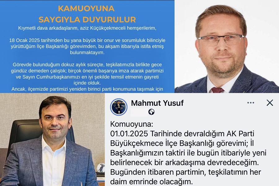AK PARTİ BÜYÜKÇEKMECE İLE KÜÇÜKÇEKMECE İLÇE BAŞKANLARI GÖREVDEN ALINDI…