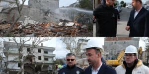 BELEDİYE–VATANDAŞ İŞ BİRLİĞİYLE “ÇOK RİSKLİ”  BİR YAPI DAHA YIKILDI