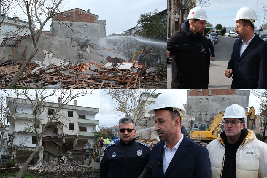 BELEDİYE–VATANDAŞ İŞ BİRLİĞİYLE “ÇOK RİSKLİ”  BİR YAPI DAHA YIKILDI