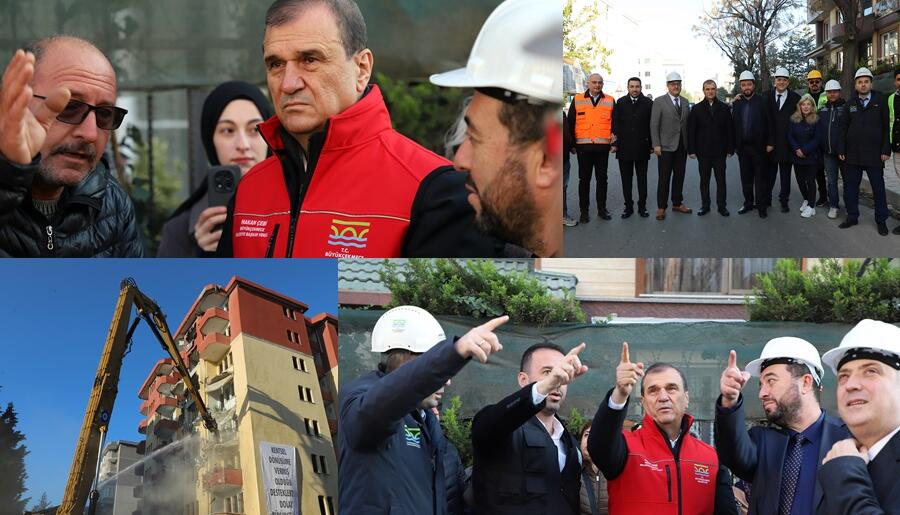 DEPREM HAZIRLIKLARININ SÜRDÜĞÜ BÜYÜKÇEKMECE’DE RİSKLİ BİR SİTE DAHA YIKILDI